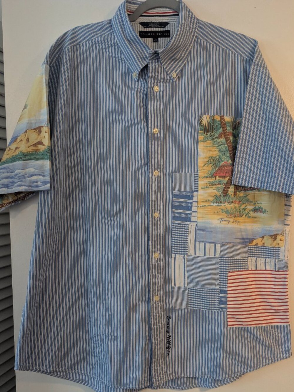 Tommy Hilfiger short sleeve tropical patchwork shirt